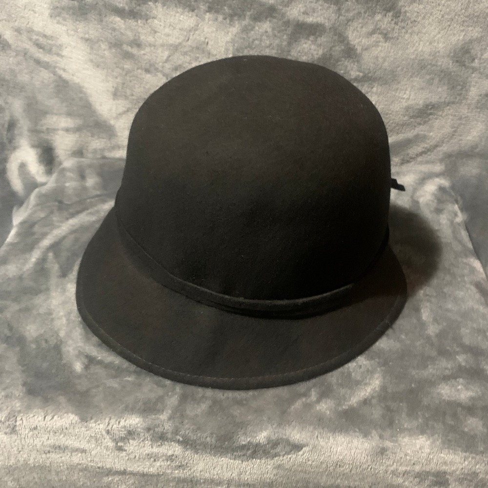Croft & Barrow Women's Black Wool Cloche Bucket Hat with Tie Detail Vintage - Picture 5 of 10